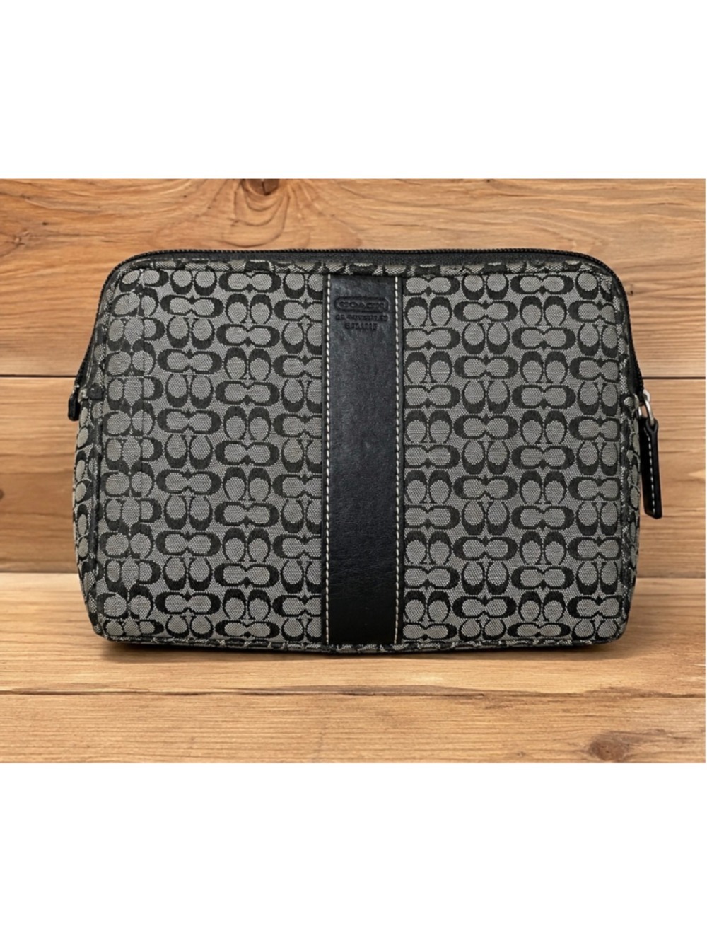 Vintage Y2K Coach Mini C Signature Jacquard Cosmetic Makeup Travel Bag